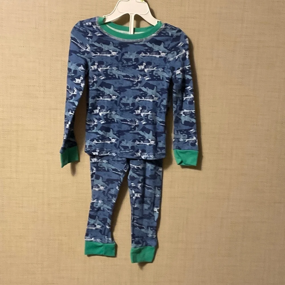Blue and Green Shark Print Kids Pajama Set
